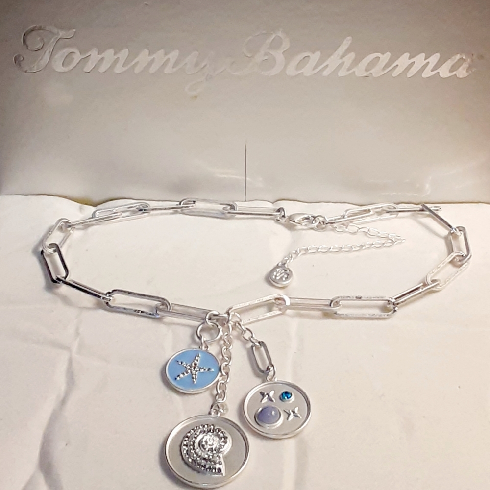 Tommy Bahama Silver Necklace & Semi-precious Stone Seashell Starfish Pendant